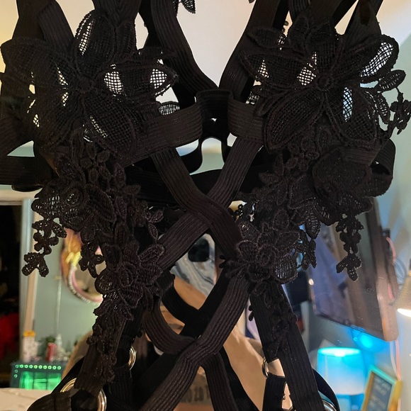 Black Floral Lovechild Boudoir Body Cage - Picture 3 of 4